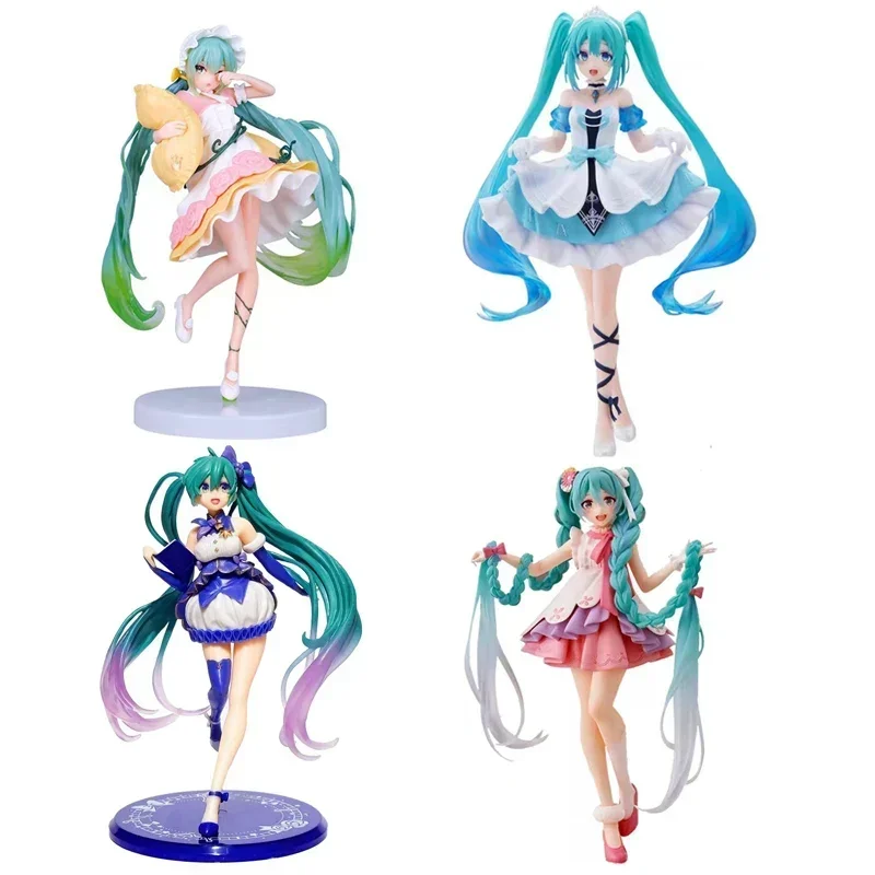 Figurine de dessin animé Hatsune Miku, 20cm, ornements de personnage Sexy, chaise blanche et rose, décoration de voiture Kawaii, modèle cadeau à collectionner, nouvelle collection