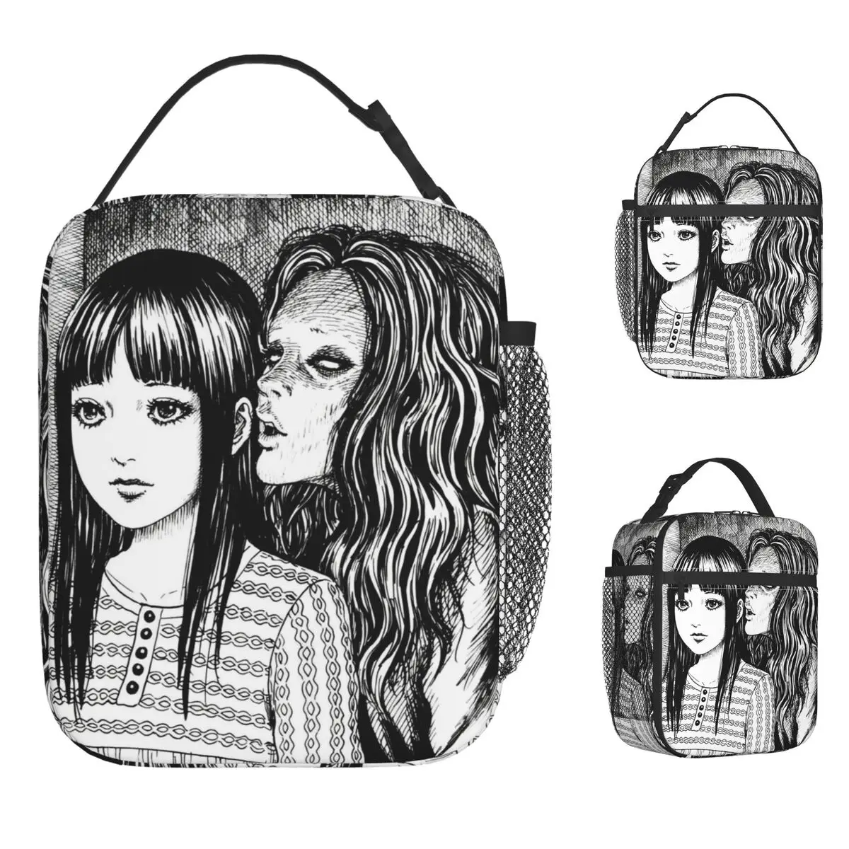 Сумка для обеда Uzumaki Junji Ito Tomie Horror Manga Аниме Ланч-бокс для девочек Школьная дизайнерская сумка-холодильник Повседневная водонепроницаемая сумка для еды