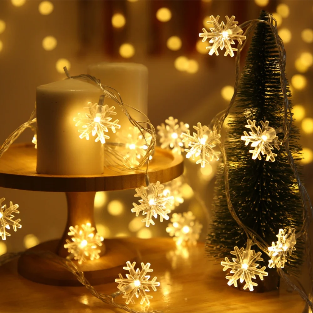

LED Snowflake String Lights Battery Power Wedding Party Room Decoration Outdoor Garden Winter Christmas Garland Fairy Light