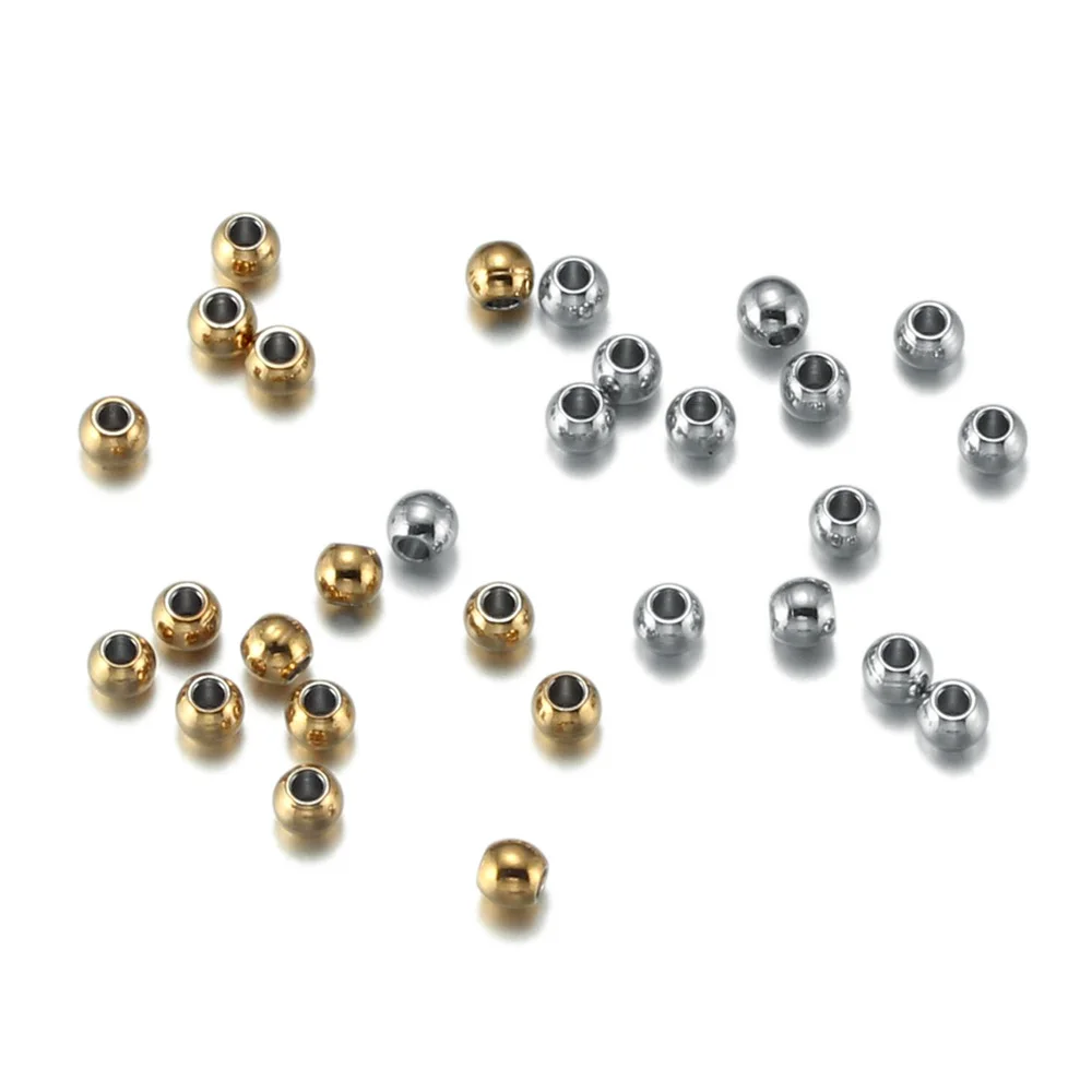 

100 Pcs/Lot Stainless Steel Ball Beads For Jewelry Making Supplies Loose Spacer Metal Beads Charm DIY Bracelet Necklace