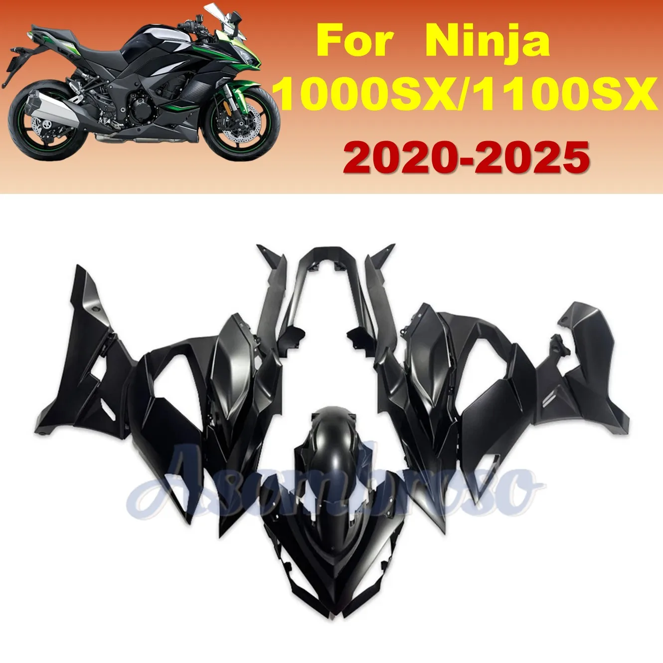 

Комплект матового черного обтекателя, подходящий для Kawasaki Ninja 1000SX 2020 2021 2022 2023 2024 2025 1100SX Z1000SX 20-25, полный обтекатель кузова