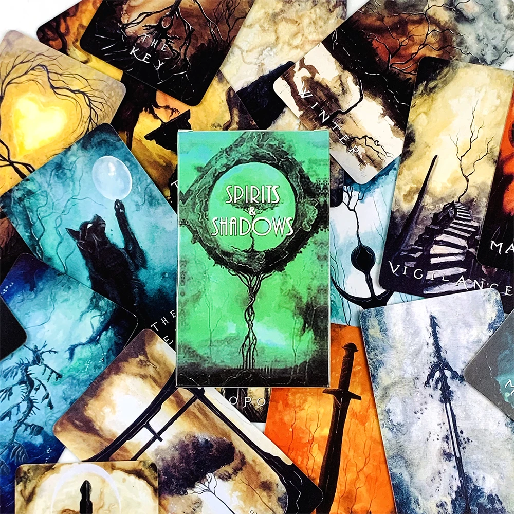 Spirits and Shadows Oracle Deck English Mystical Crow Tree Cards Divination Tools for Intuitive Reading Home Spiritual Gifts