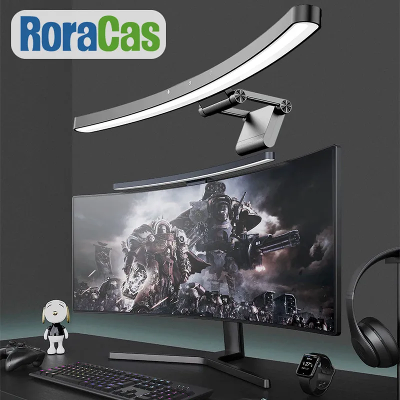 Curved Monitor Light Desk USB Screen Light Bar Dimmable Eye-Care Table Lamp PC Hanging Lamp for E-Reading Work Game