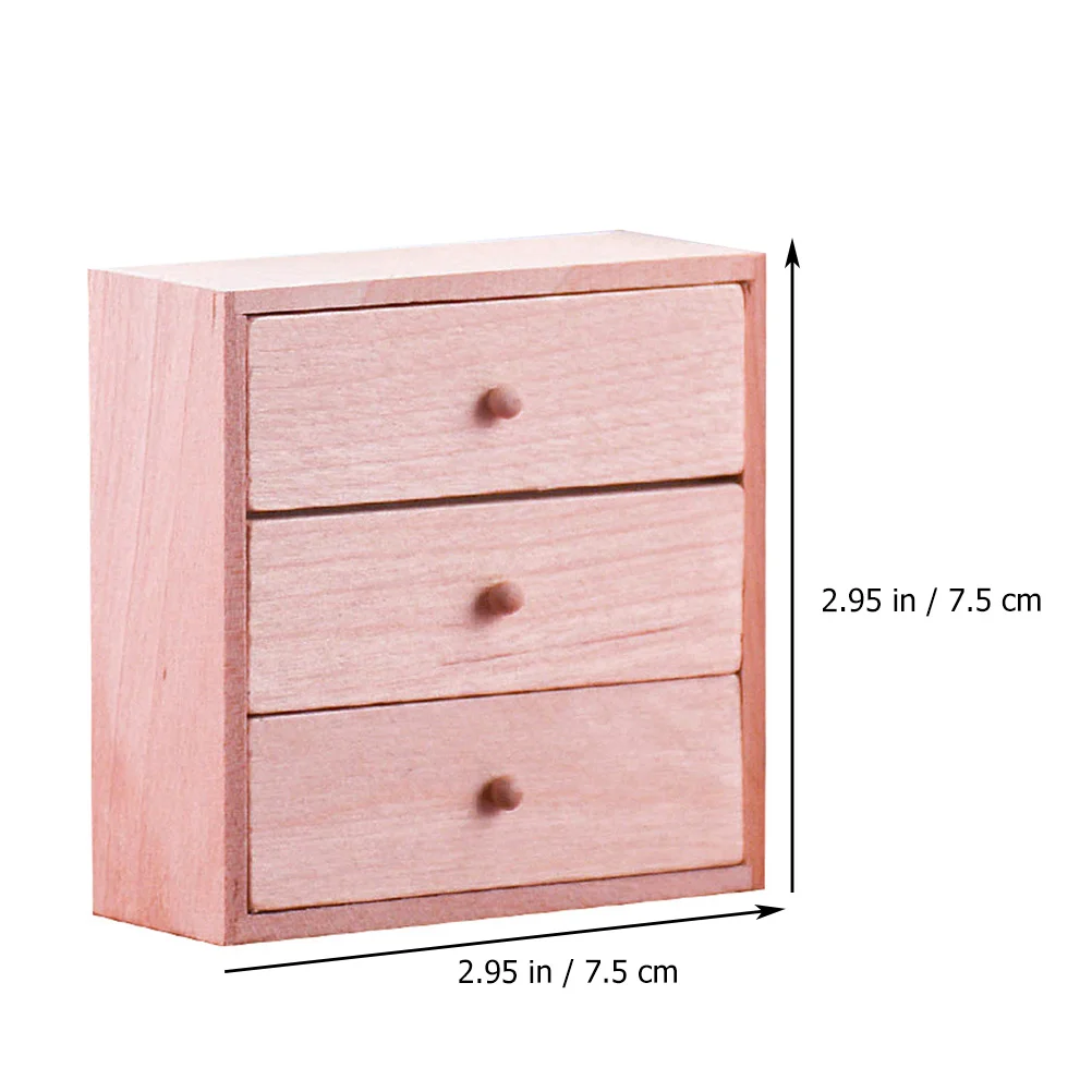 Mini Cabinet Decoration Adornment House Lockers Toys Wooden Storage Miniature Furniture Chest of Drawers Prop Models