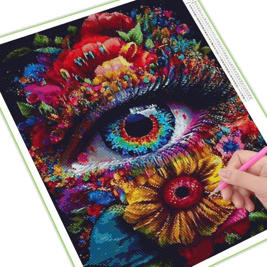 Diy Full Mosaic Fantasy Art Beautiful Eye Flower Diamond Painting Cross Stitch Kits Rhinestone Embroidery Picture Wall Decor