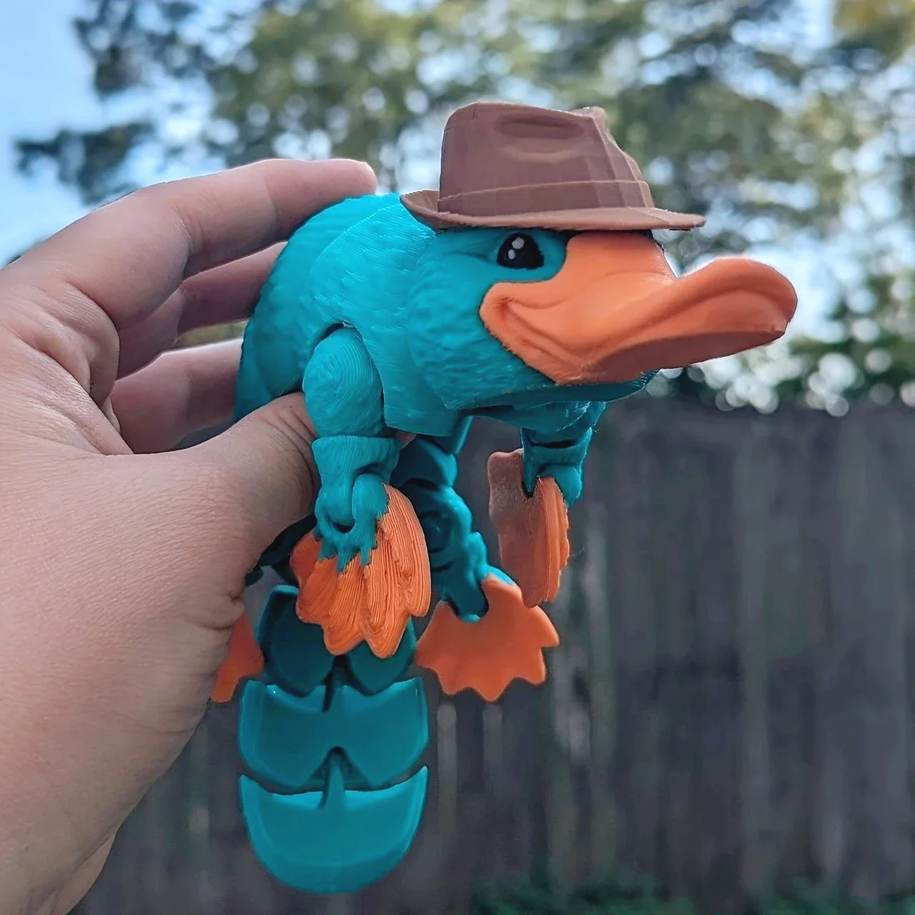 

3D Printed Articulated Platypus with Hat Creative Movable Fidget Toys 3D Printed Toys Home Decor Desktop Ornament for KIids Gift