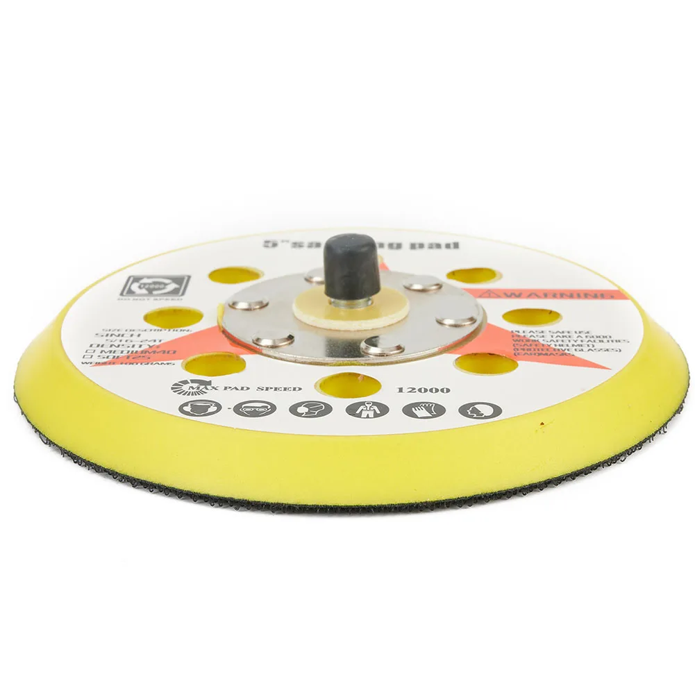 

125 mm 5 in Backing Pad with 8 Holes for Air Powered Sanders Polishing Sponges Bonnets Sanding Discs 5/16 UNF Male Thread