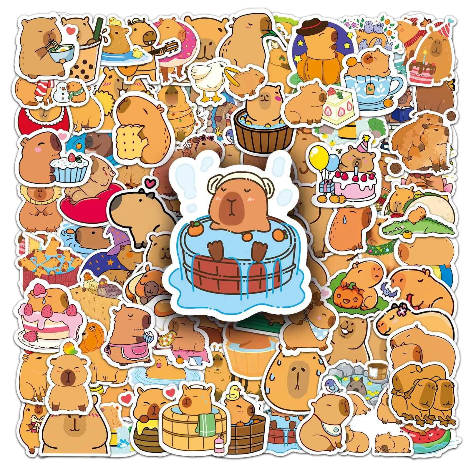 30/50/100 Capybara Graffiti-Aufkleber Cartoon Niedliche Tiere Kapibala Aufkleber DIY Skateboard Auto Laptop Wasserfeste Coole Sticker Spielzeug