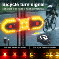 LED Bicycle Lamp Bike Turn Signal Rear Light Remote Bicycle Light USB Rechargeable Bicycle Lamp Bike Wireless Warning Tail Light