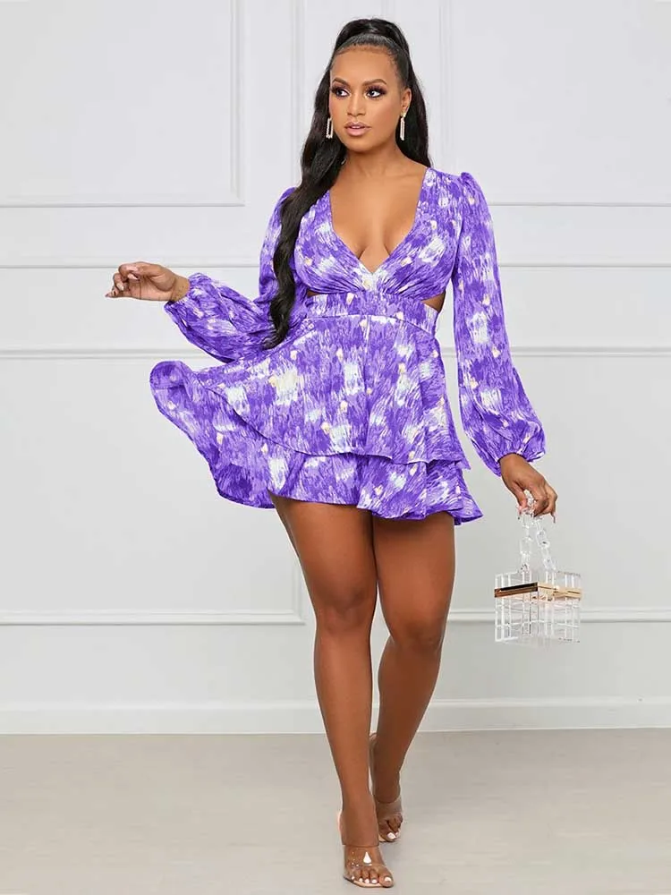 女性用ハイウエストドレス,長袖,サイド付き,シンプル,カット,ショート,秋,卸売り,直送