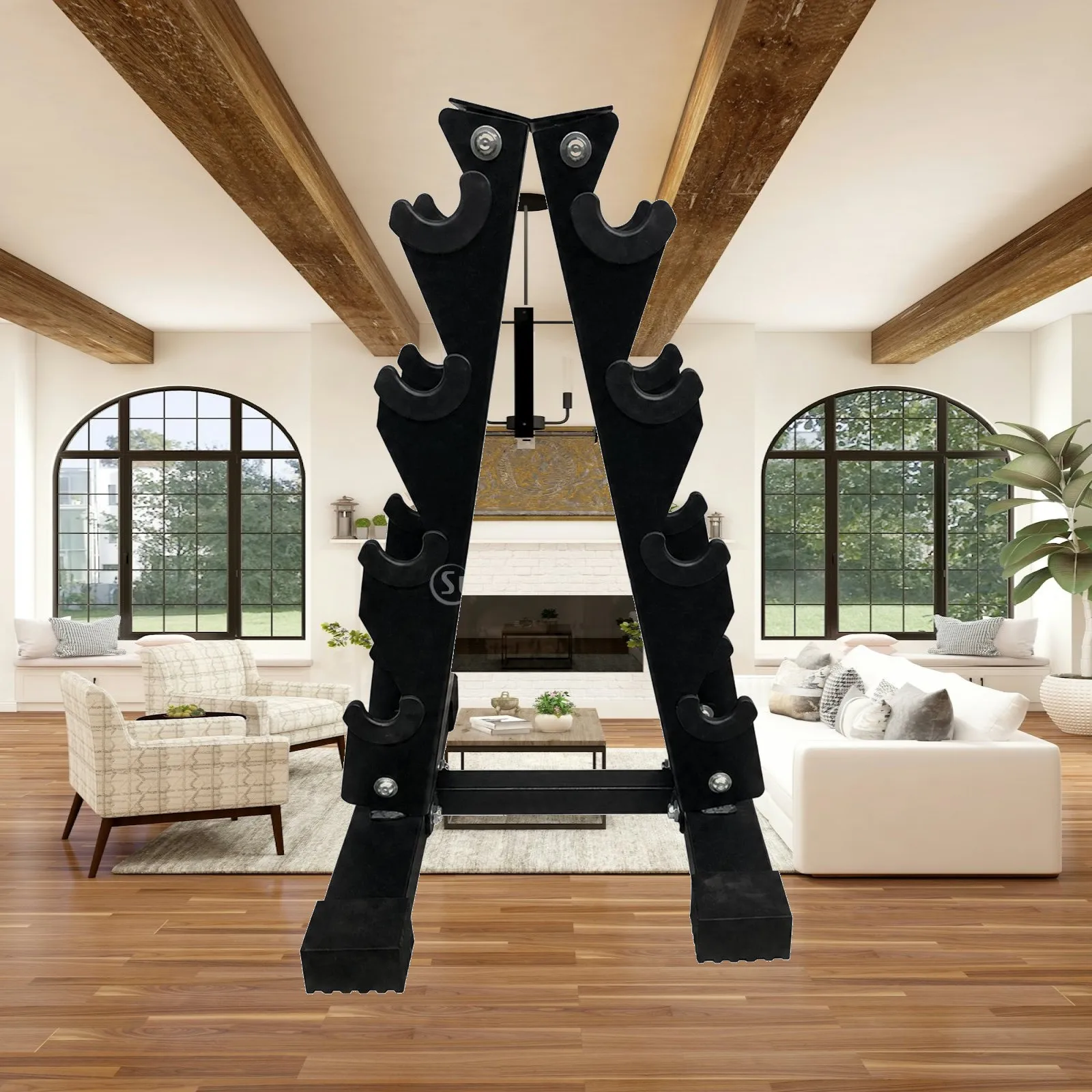 Freestanding Steel Dumbbell Rack Triangle Storage Stand Multi Cradle Weight Organizer for Home Fitness Studio
