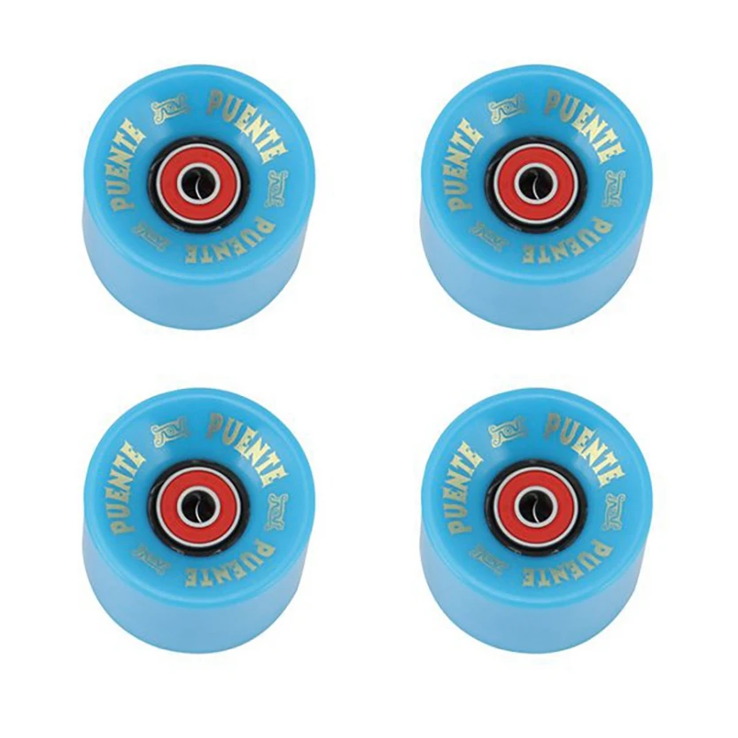 PUENTE 4Pcs Cruiser Skateboard Wheels PU Wheels Long Board Cruiser Wheels with ABEC-9 Bearings,Blue