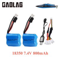 7.4v 800mah 18350 battery and usb charger for H100 H102 H106 JJRC S1 S2 S3 S4 S5 High Speed RC boat 7.4v battery