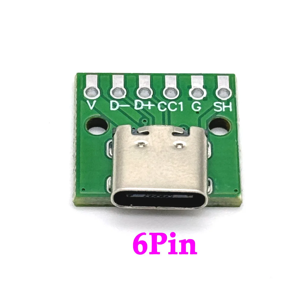 1/10szt Typ-C żeński USB 3.1 Test PCB Adapter płytki drukowanej Typ C 6Pin 24Pin 2.54mm Gniazdo złącza do przesyłania danych przez kabel linii danych — zdjęcie 3