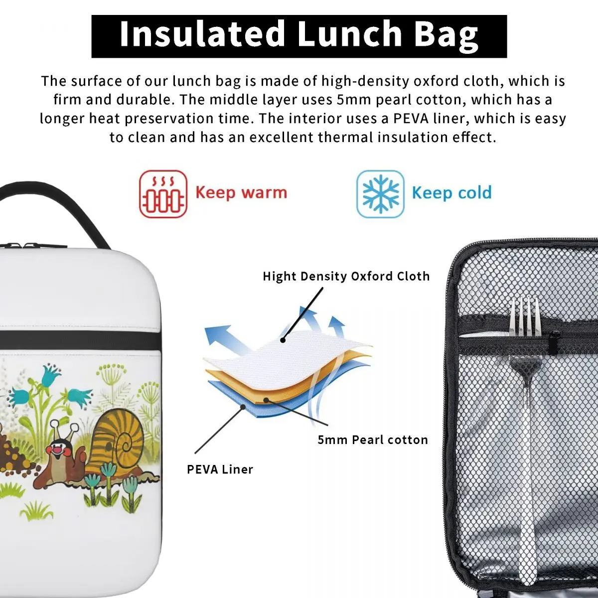 Mole Krtek Insulated Lunch Tote Bag for Women Cute Little Maulwurf Resuable Thermal Cooler Food Lunch Box Outdoor Camping Travel