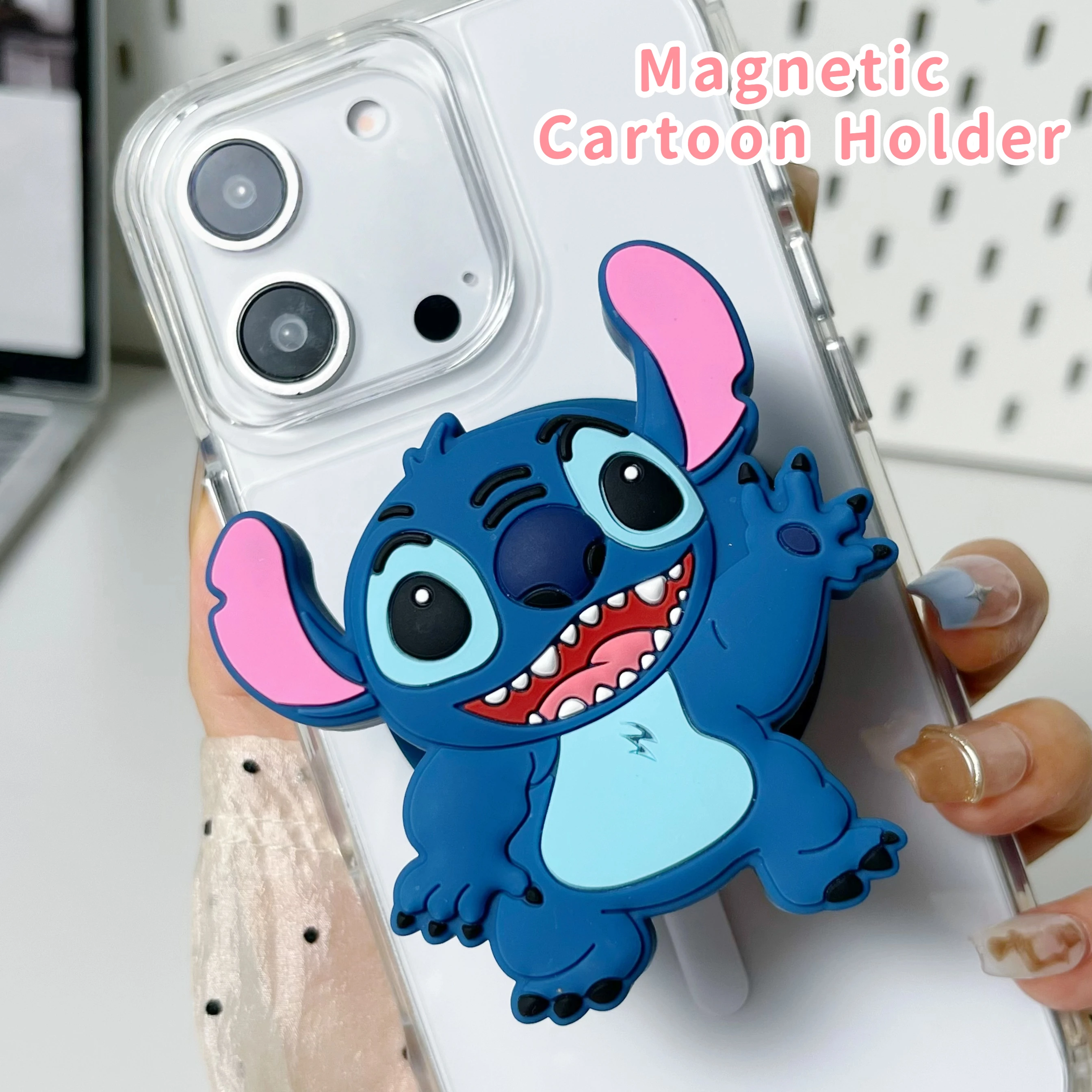 

Cartoon MagSafe-Compatible Phone Stand Hello Kitty Holder for iPhone 17 16 15 14 13 12 Pro Max Secure Grip Adjustable Kickstand
