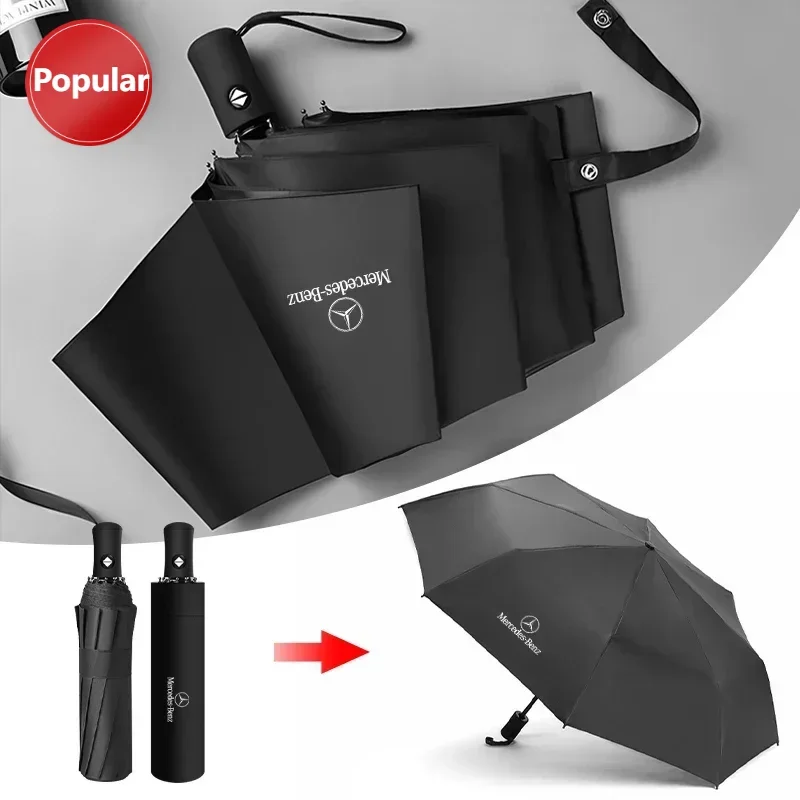 

# Автомобильный складной ветрозащитный зонт с логотипом автомобиля для Mercedes Benz W124 W140 W163 W202 W203 W204 W205 CLA CLK CLS GLA GLC