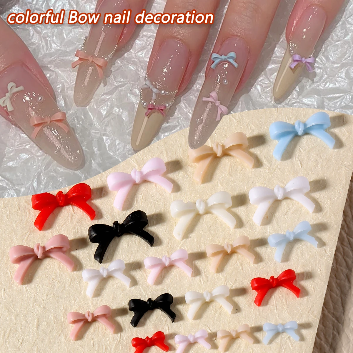 キュートなミニリボン3Dネイルアートデコレーション、マカロンリボンネイルアートデザインDIYレジンアクセサリーカラフルリボンボウネイルアートアクセサリー