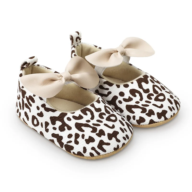 Chaussures de princesse à imprimé léopard avec papillon pour bébés filles, les chaussures parfaites pour leurs premiers pas, automne, 0-15 mois