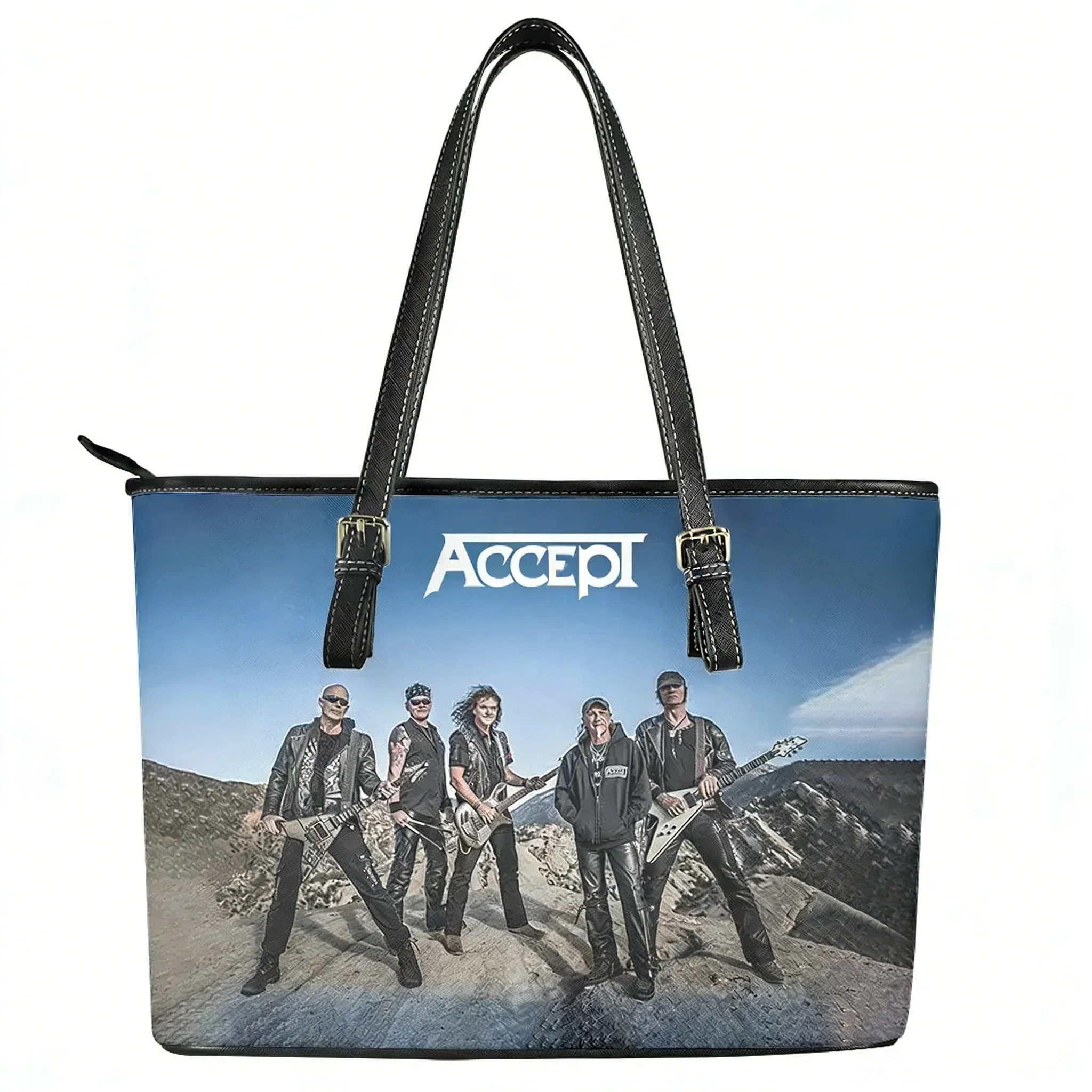 

Сумка-тоут Accept Band: женская и мужская, персонализированная, модная, на плечо, деловая, кожаная, для поездок на работу, на заказ, для покупок
