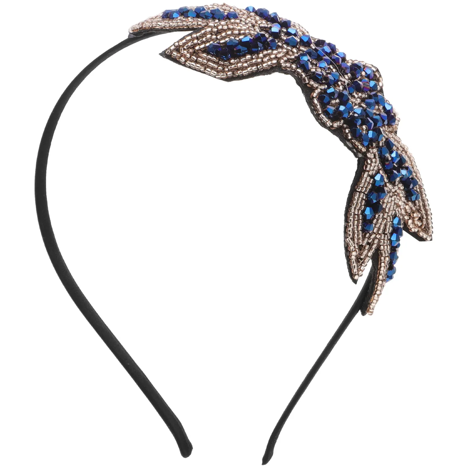 

1920s Beads Party Hair Hoop Blue Vintage Wedding Bride Headdress Performance Headband Photo Prop Party Hair Hoop