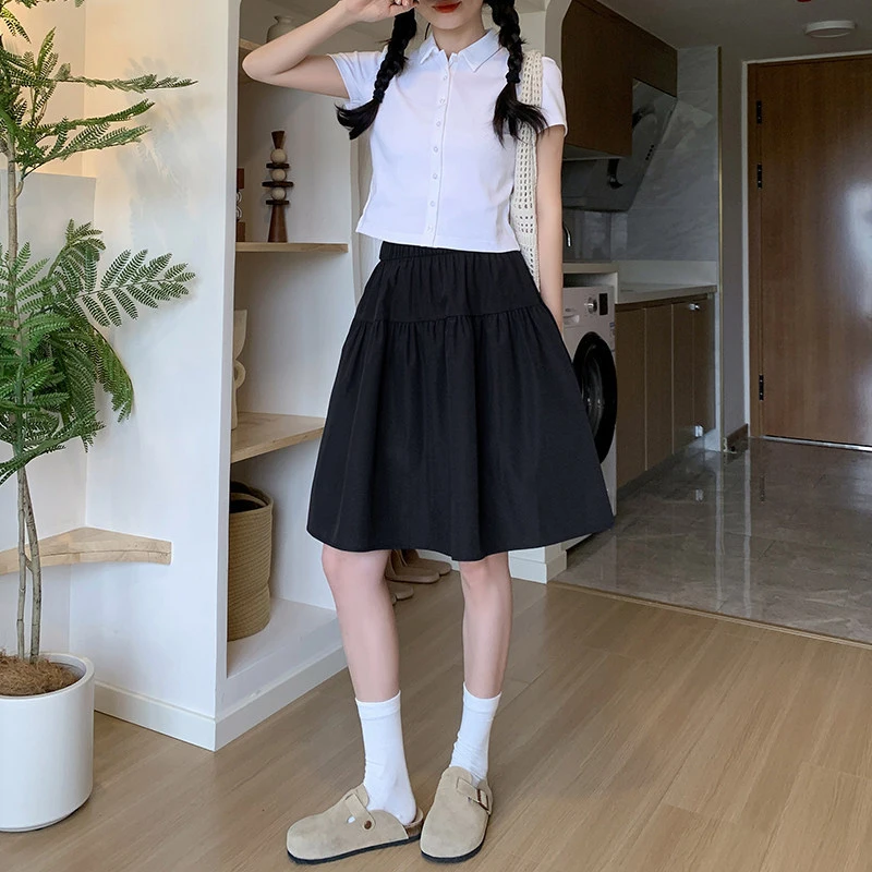 Japanischer A-Linien-Kurzrock für Damen, Sommer 2026, dünner, hochtaillierter halblanger Rock im College-Stil, Cargo-Rock für Frauen – Detail 10