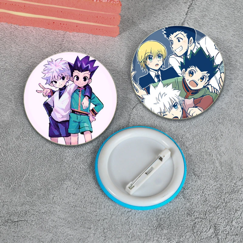 44/58mm Anime Figures Kurapika/Zoldyck Killua/Freecss Gon Round Brooches Button Pins Cartoon Badge for Clothes Decoration Gifts