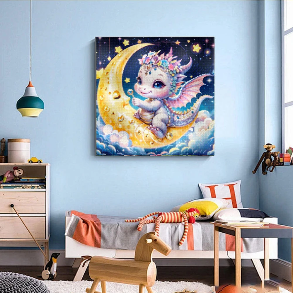 DIY Diamond Painting Cute Dragon Baby Full Diamond Mosaic Cartoon Animal Cross Stitch Handicrafts Rhinestones Decor Kids Gift