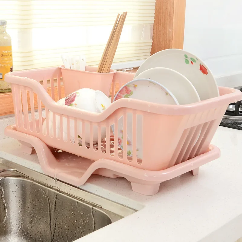 Home Washing Holder Basket Pp Great Kitchen Sink Dish Drainer Drying Rack Organizer Blue Pink White Tray