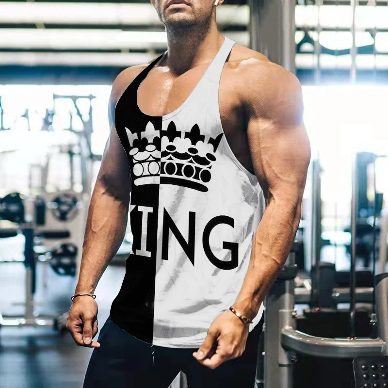 King Letter 3D Printed Tank Tops Summer Men's Casual Fashio…