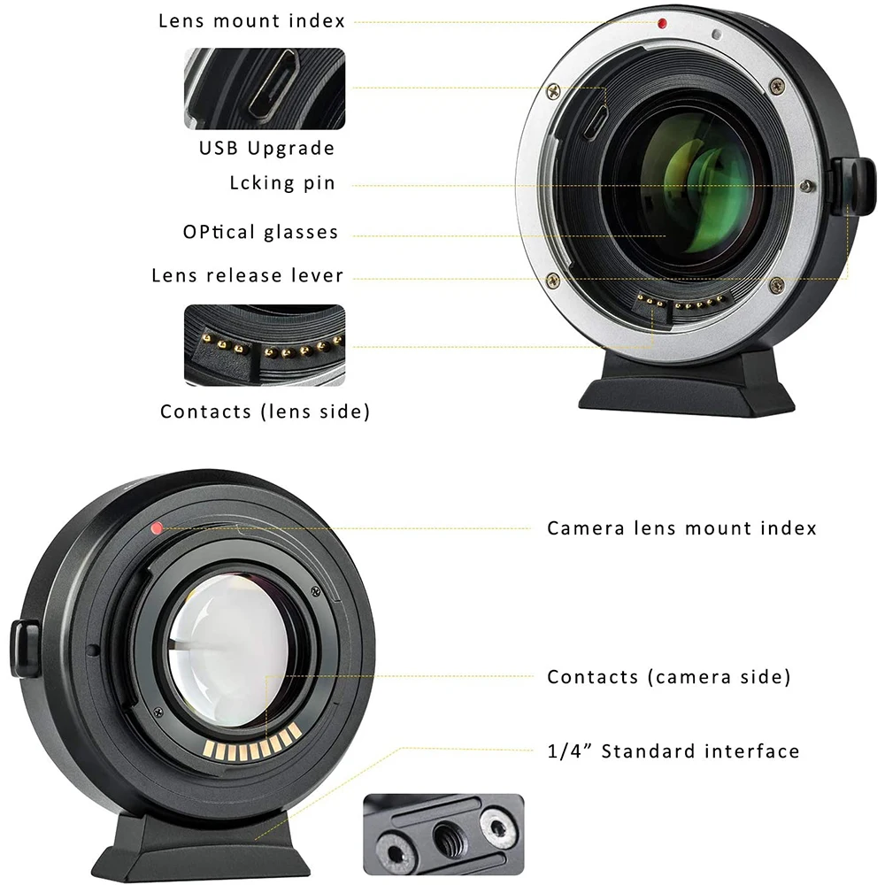 Viltrox EF-EOS M Lens Adapter Electronic Auto Focus for Canon EOS EF EF-S Lens to EOS M M2 M3 M5 M6 M10 M50 II M100 Camera