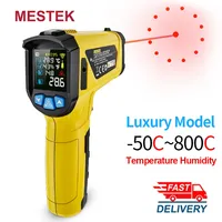 Digital Infrared Thermometer Industrial 600/800°C Non-contact Pyrometer Kitchen High Laser Temperature Meter with Industry Probe