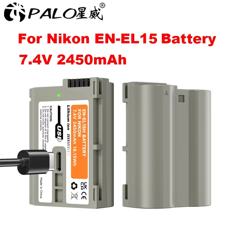 PALO EN-EL15 EN EL15 en el15C Battery +USB-C Charging Port for Nikon D810 D800 Z8 Z7 Z7II Z6II Z5 D7500 D7200 D7100 D7000 D850