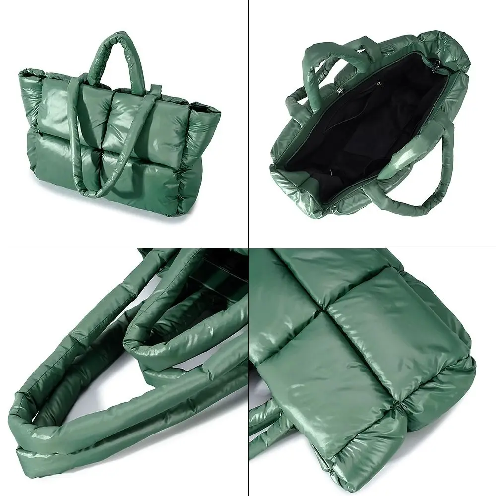 Grand sac fourre-tout matelassé avec fermeture éclair pour femme, sac Hobo moelleux, doux, léger, moelleux, initié, rembourrage en duvet, luxe