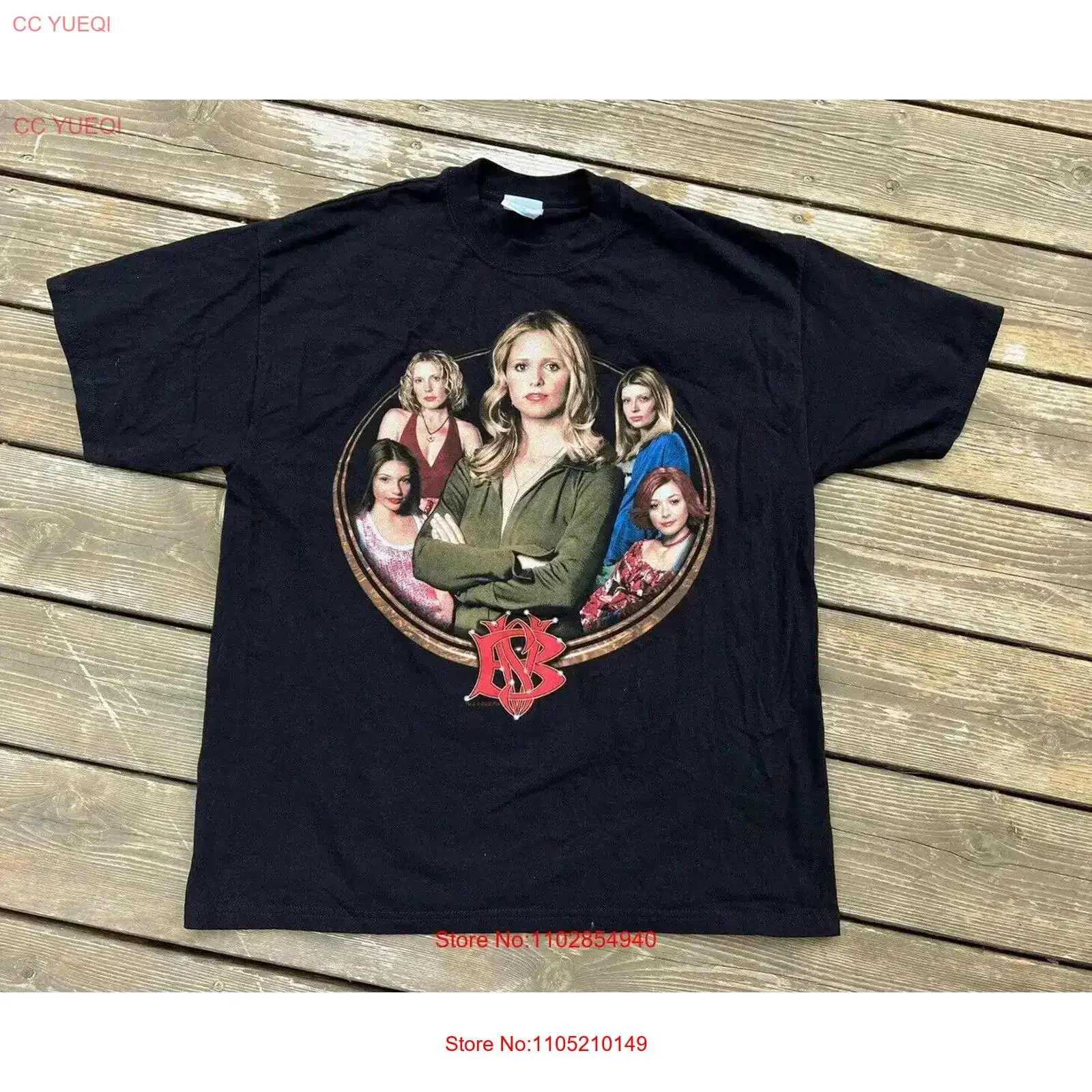 

Vtg Y2k 2002 Футболка «Баффи — истребительница вампиров» XL ТВ-шоу CasT Большой винтажный стираный топ для повседневной носки Универсальный удобный