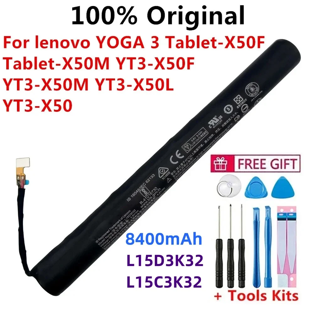 

100% Original Battery L15D3K32 For Lenovo YOGA Tab 3 10.1 Tablet-X50F Tablet-X50M YT3-X50F YT3-X50M YT3-X50L YT3-X50 8400mAh