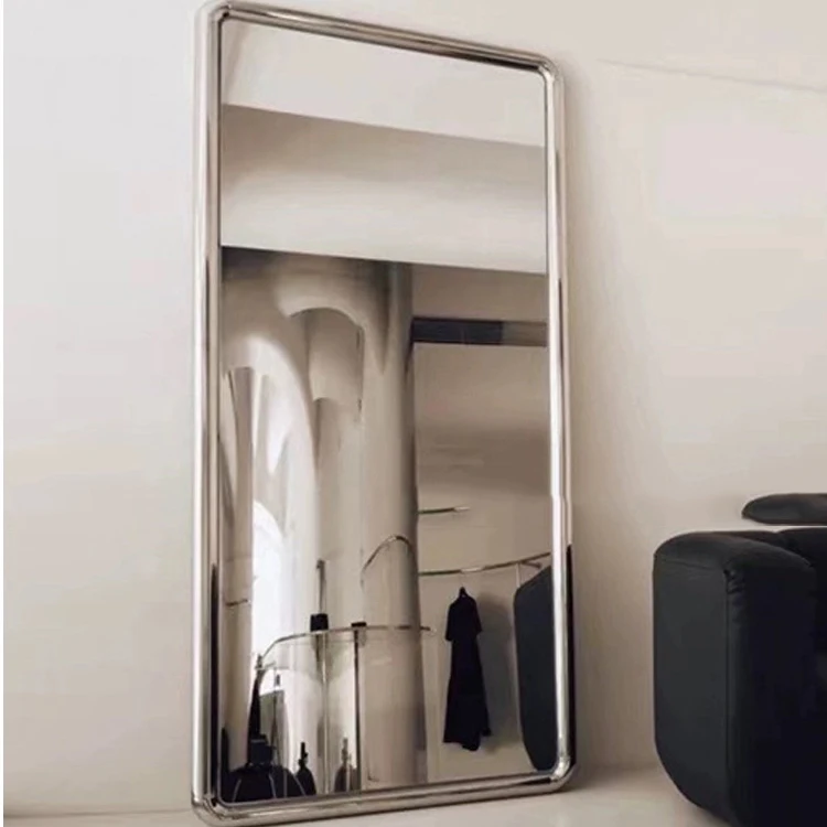 Stainless Steel Frame Hd Mirror Modern Simple Full-Length Mirror Outfit Shop Dressing Mirror Home Bedroom Decoration Mirror