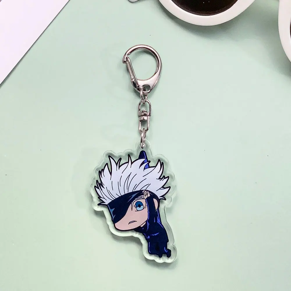 شخصيات أنيمي Jujutsu Kaisen الاكريليك سيارة المفاتيح اكسسوارات Kawaii حقيبة Charms ظهره قلادة حلقة رئيسية هدايا للأصدقاء