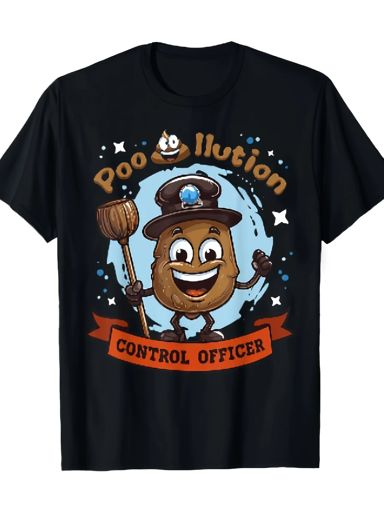 Men'S Single Round Neck T-Shirt Featuring a Humorous Toilet Joke Design, Suitable for Casual Wear Throughout The Year, Making It