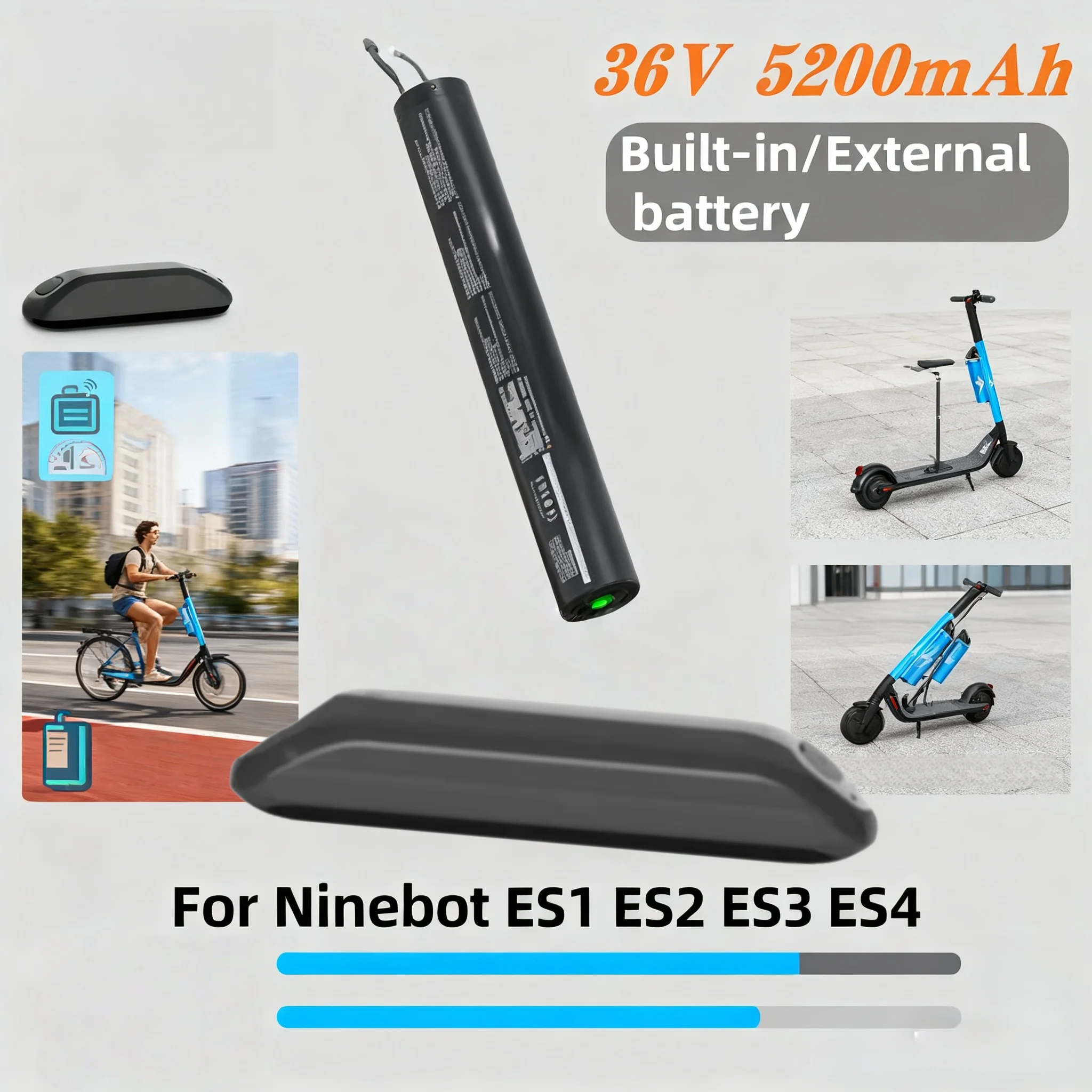 

36V 5200mAh 100% Original for Ninebot ES1 ES2 ES4 Battery - Built-in Battery Assembly for Smart Electric Scooter Power Supply