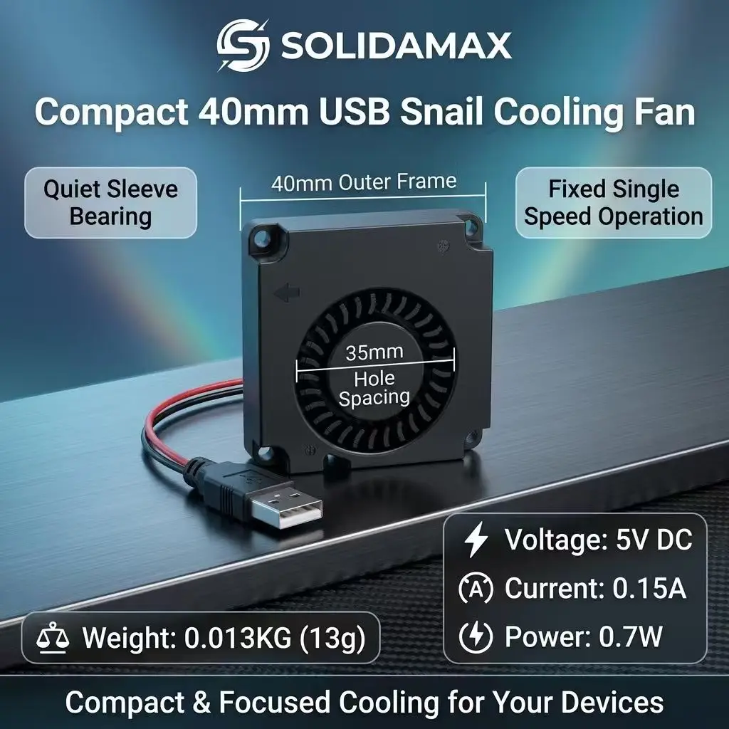 2PCS SOLIDAMAX 40mm USB Blower Fan DC 5V 0.15A 4010 Snail Quiet Sleeve Bearing Router TV Box 3D Printer Chassis Case Cooler Fans