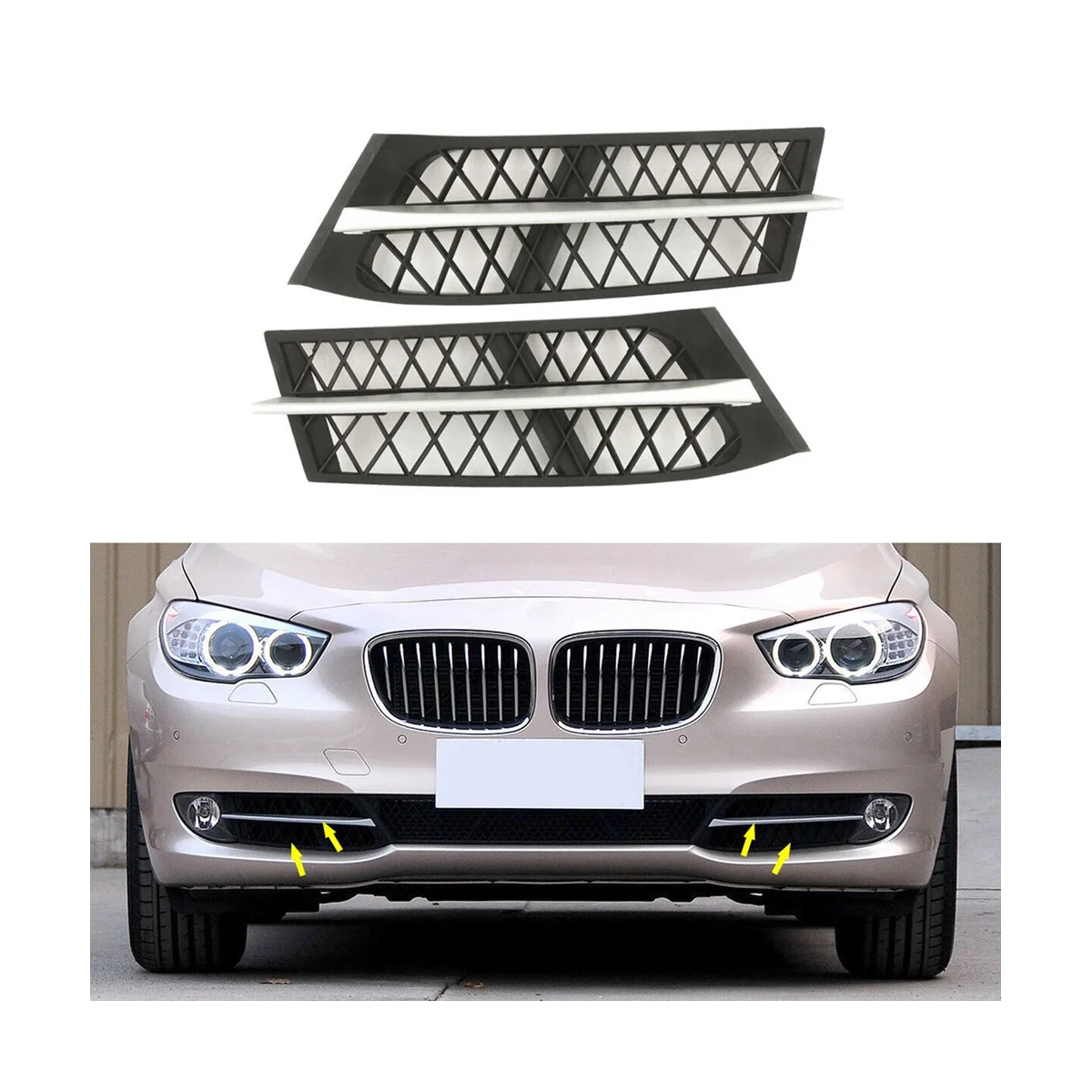 

Car L&R Front Bumper Side Opened Cover Grille Trim for BMW 5 Series F07 GT 2010-2013