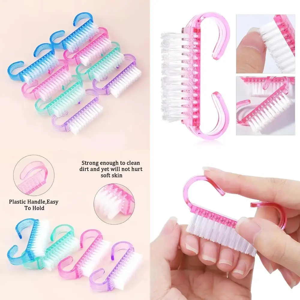 Zachte 10-delige plastic acryl nagelborstelset voor manicure-pedicure - vijlgereedschap om stof en schone nagels te verwijderen.