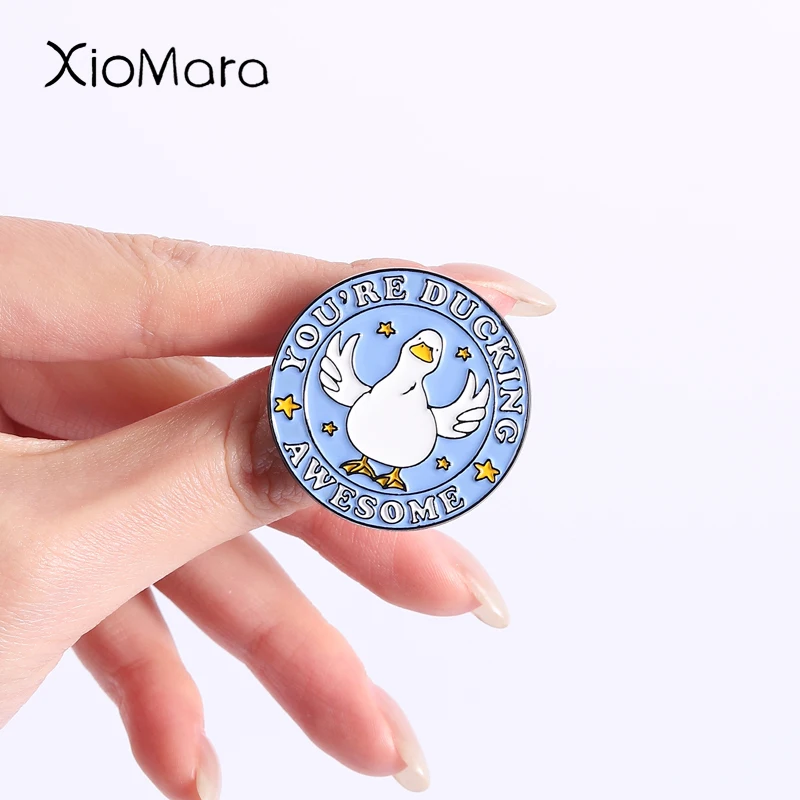 Cute Duck Enamel Pins You're Ducking Awesome Metal Brooches Fashion Lapel Badge Backpack Clothes Jewelry Gift for Friends