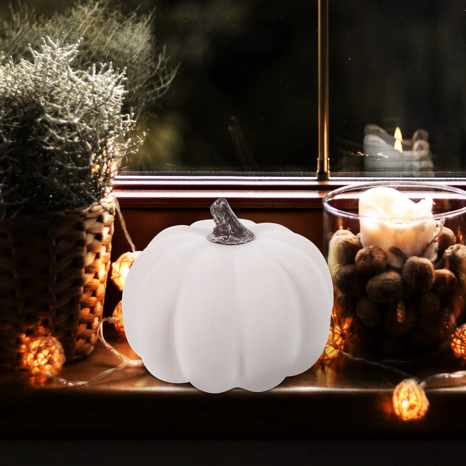 

8 Pcs White Fake Pumpkin Decoration Blank Props Small Foams Pumpkins Halloween Thanksgiving Fall Festivals Home Decor DIY