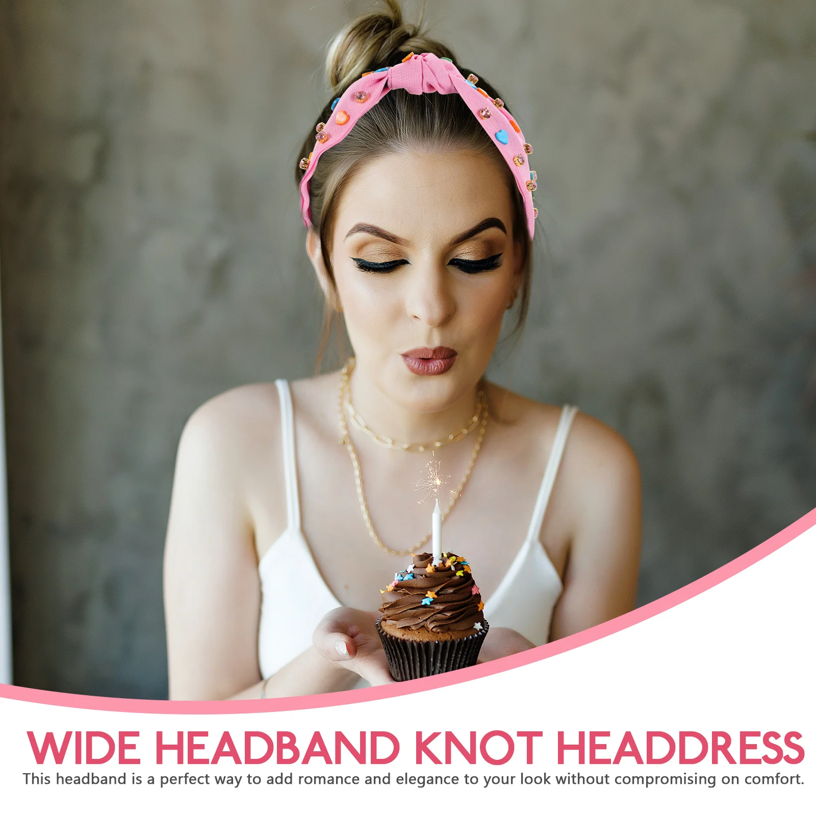 

Heart Shaped Rhinestone Headb s for Women Valentine Pink C y Color Decorative Knotted Fashion Wide Comfortable