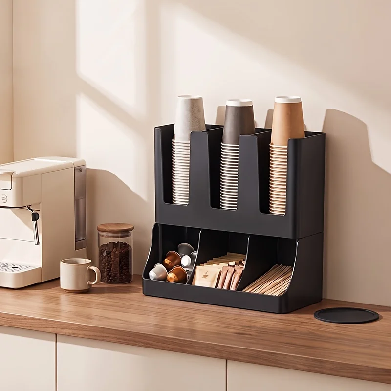 Multi-Functional Disposable Paper Cup Storage Box Durable Plastic Organizer Box Multiple Compartments Pods Different Scenarios
