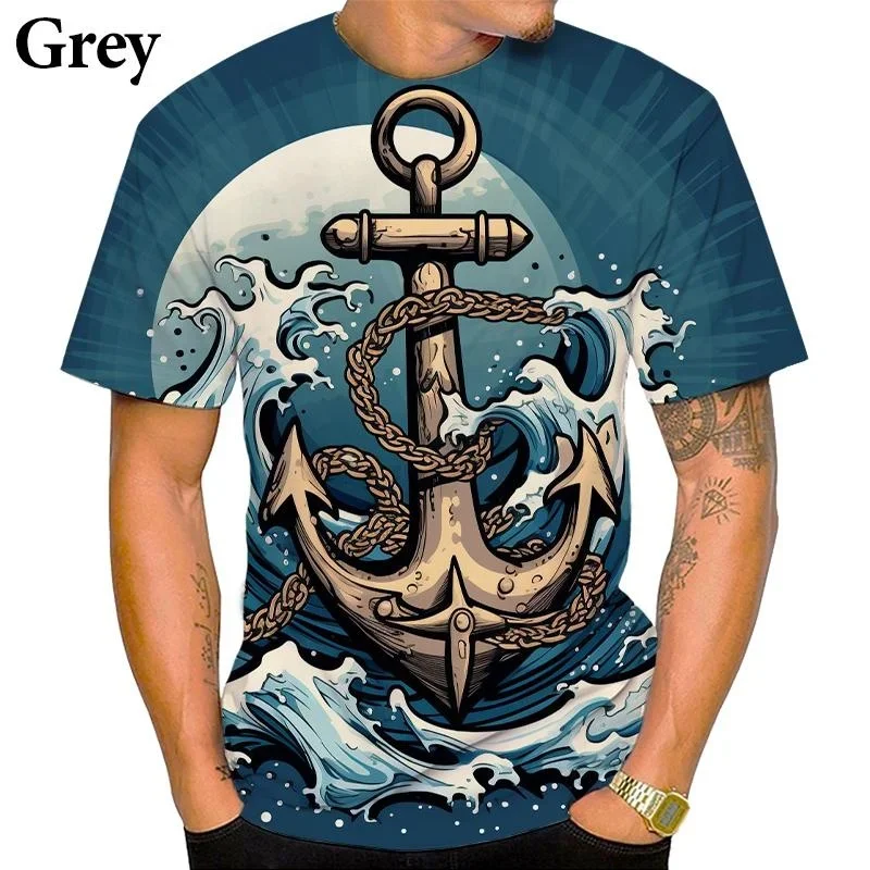 Summer Nautical 3D Printing T-Shirts FashionMen's Cool Sailor Everyday Street T-Shirts