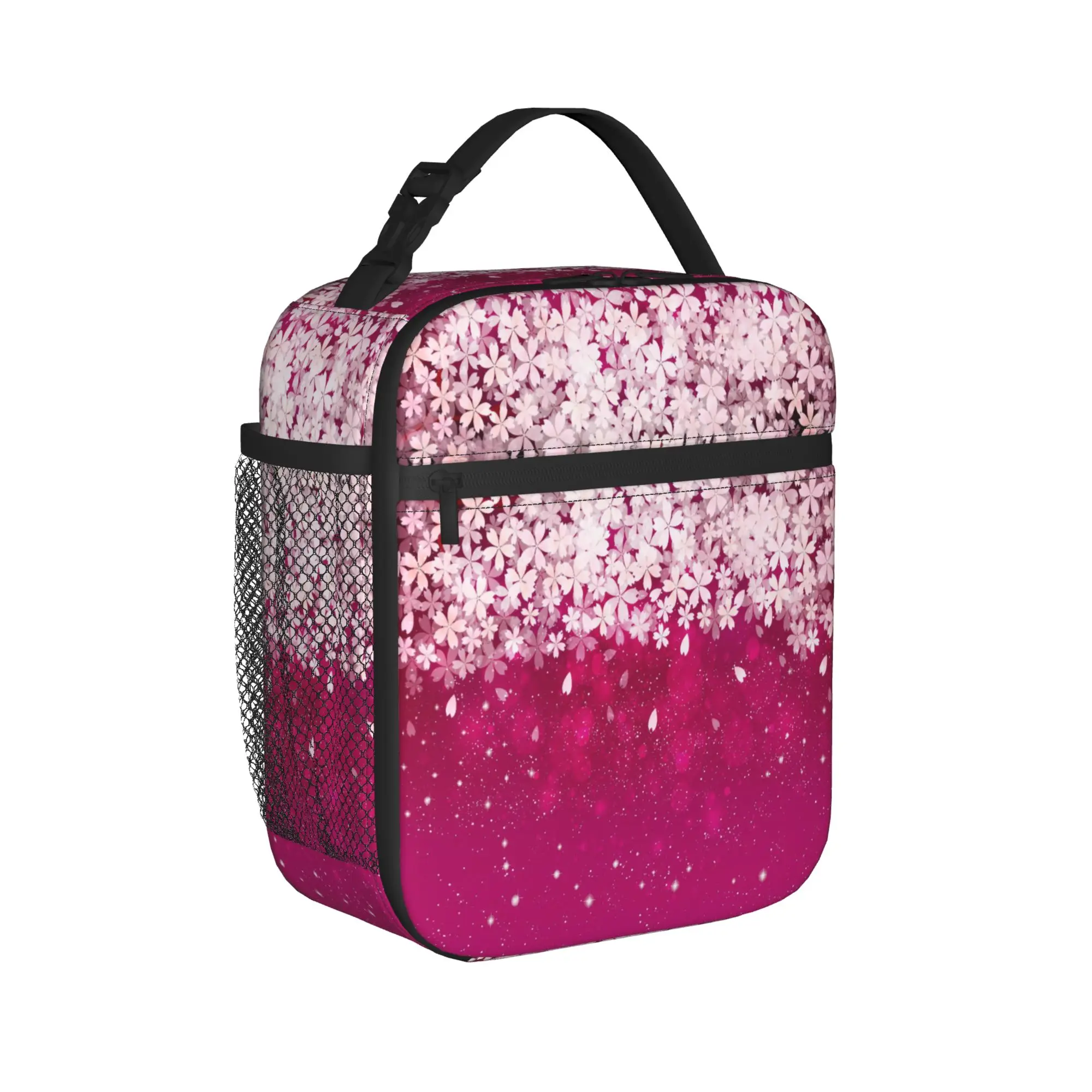 Japanese Sakura Cherry Blossom Thermal Insulated Lunch Bag for Office  Portable Food Container Bags Thermal Cooler Food Box