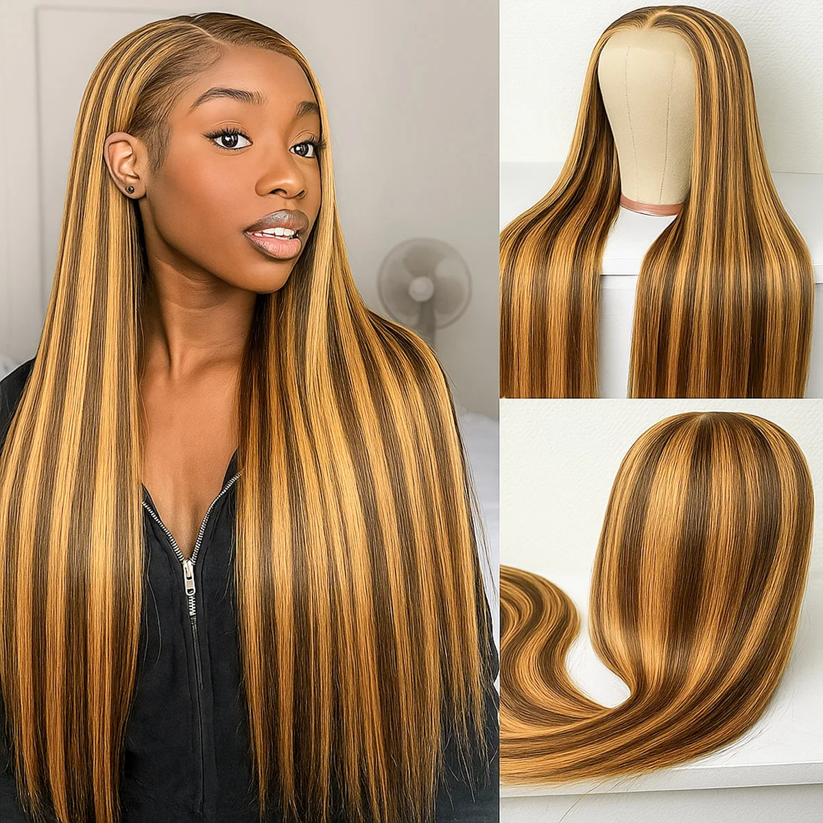 P427 تسليط الضوء على أومبير الباروكات قبل قطعها مستقيم 13x4 الدانتيل شعر مستعار أمامي 100% شعر الإنسان 30 بوصة الدانتيل الشفاف أمامي شعر مستعار ملون